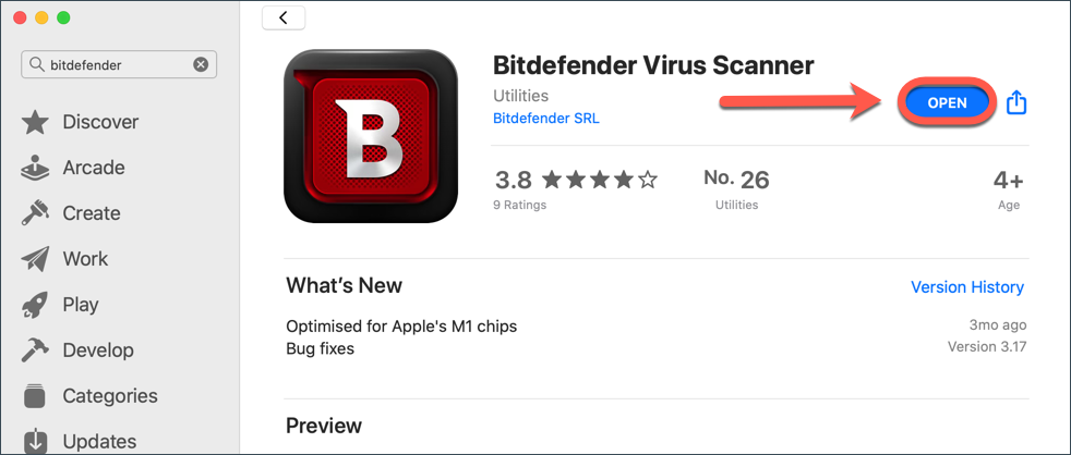 Open Bitdefender virus scanner
